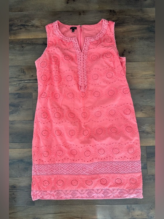 Talbots Dresses & Skirts - Talbots Coral Eyelet Lace Shift Dress Size 16 100% Cotton Summer Midi